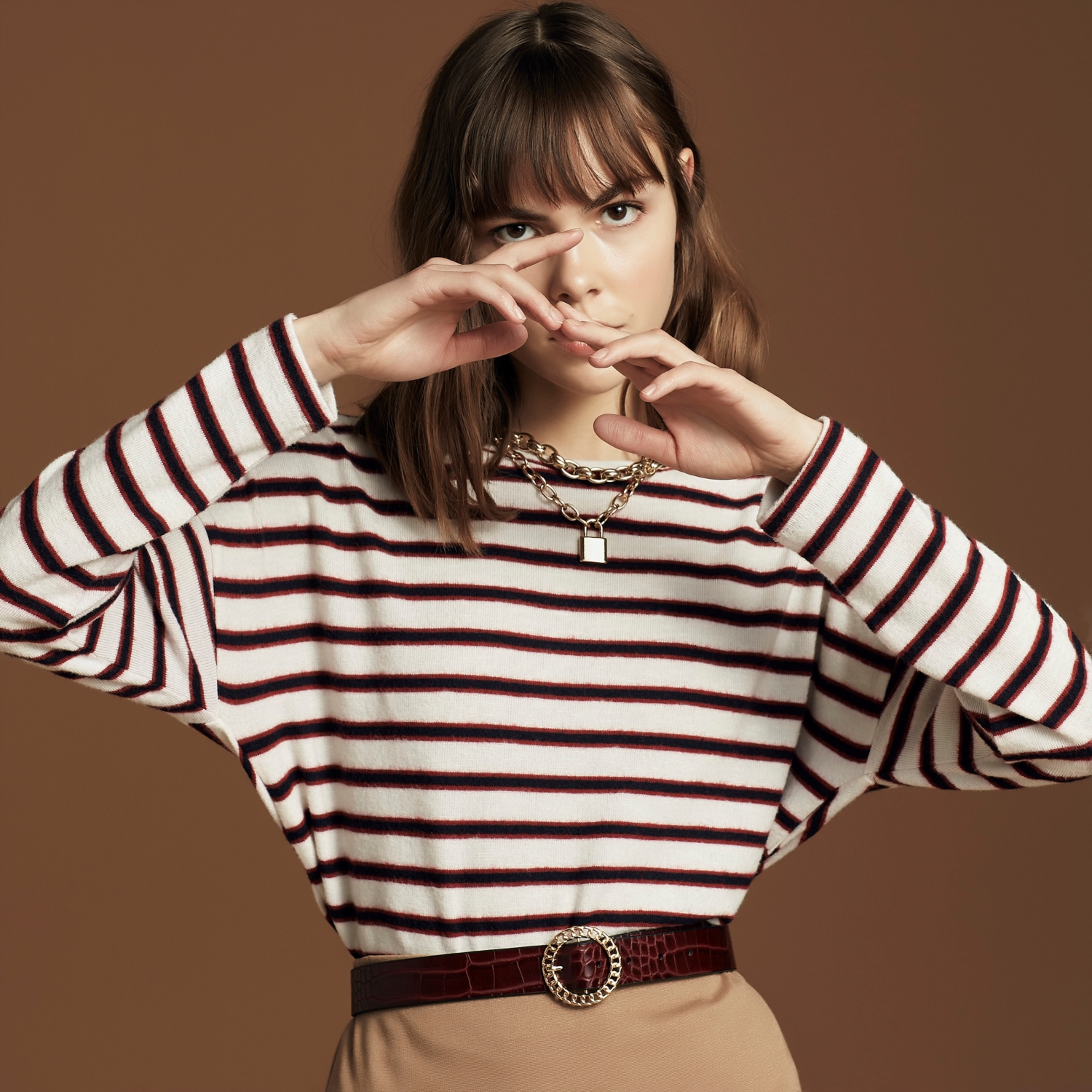 ÇİZGİLİ BİSİKLET YAKA SWEATSHIRT