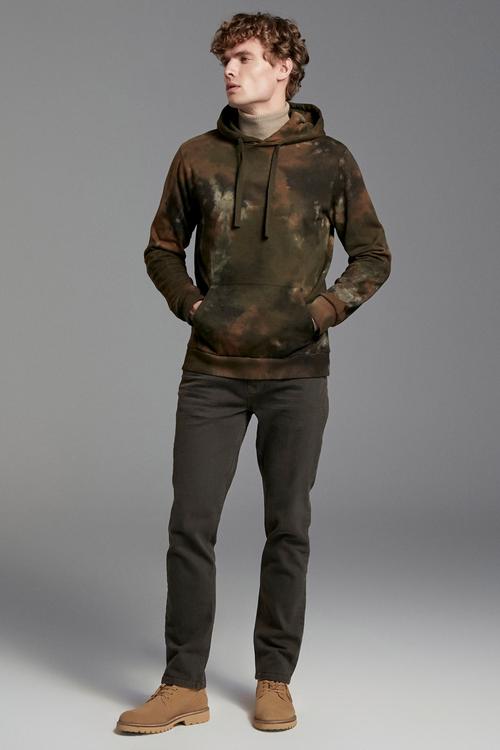  TIE DYE BASKILI KAPÜŞONLU SWEATSHIRT