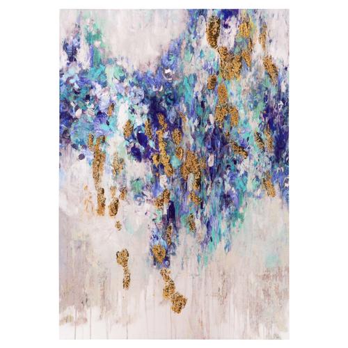  BLUE-GOLD ABSTRACT DOKULU VARAK TABLO 70X100CM