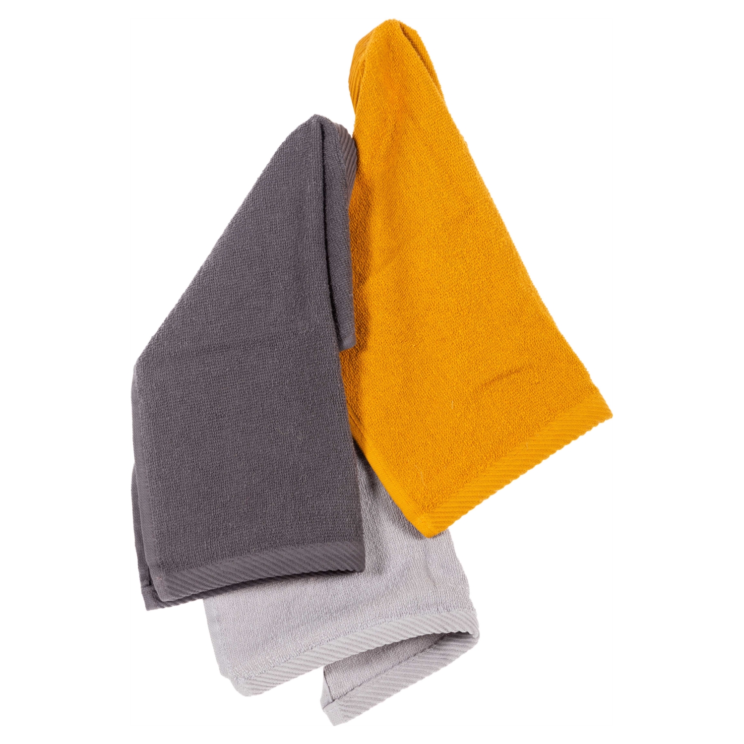 SARI-GRİ-FÜME 3'LÜ EL HAVLUSU 30X30 CM