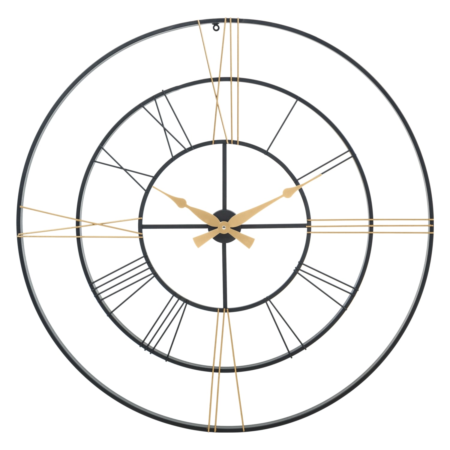 IRON DUVAR SAATİ MAT SİYAH-GOLD 93 CM