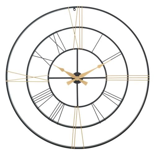  IRON DUVAR SAATİ MAT SİYAH-GOLD 93 CM