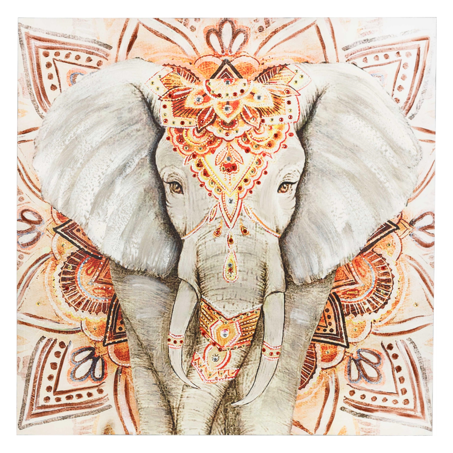 MANDALA ELEPHANT YAĞLIBOYA TABLO 100X100 CM