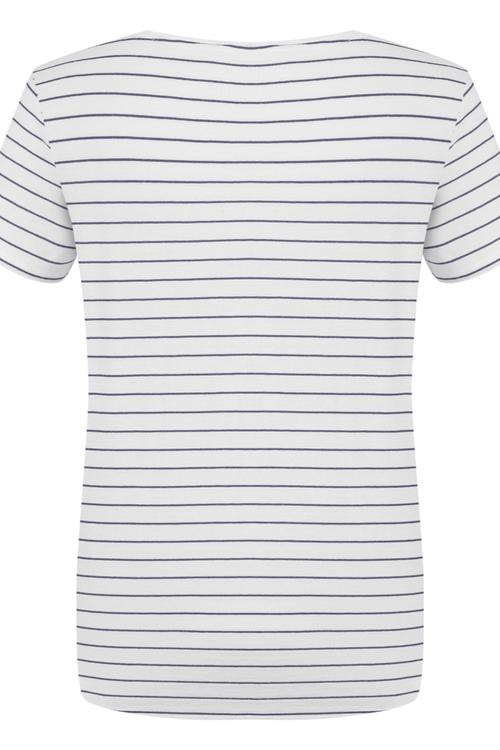  BİSİKLET YAKA SİM DETAYLI ÇİZGİLİ PAMUKLU T-SHIRT