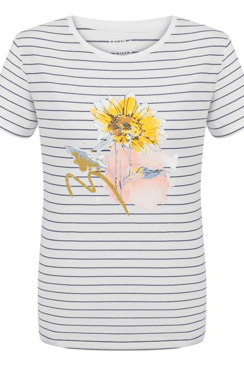  BİSİKLET YAKA SİM DETAYLI ÇİZGİLİ PAMUKLU T-SHIRT