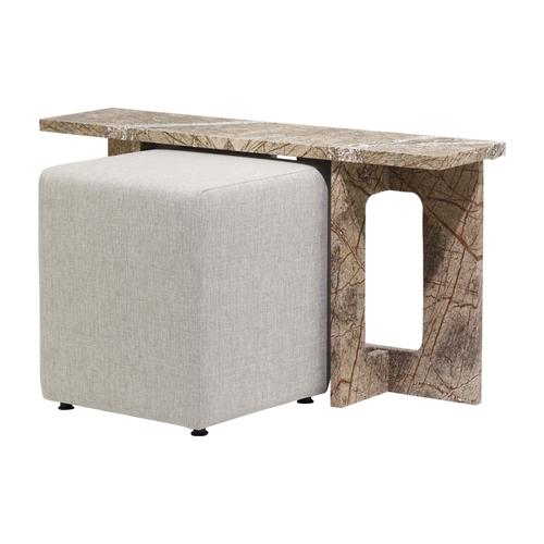  BROWN 2LI MINI ALL MARBLE  & 1 PUF ÖZEL ÜRT. SEHPA