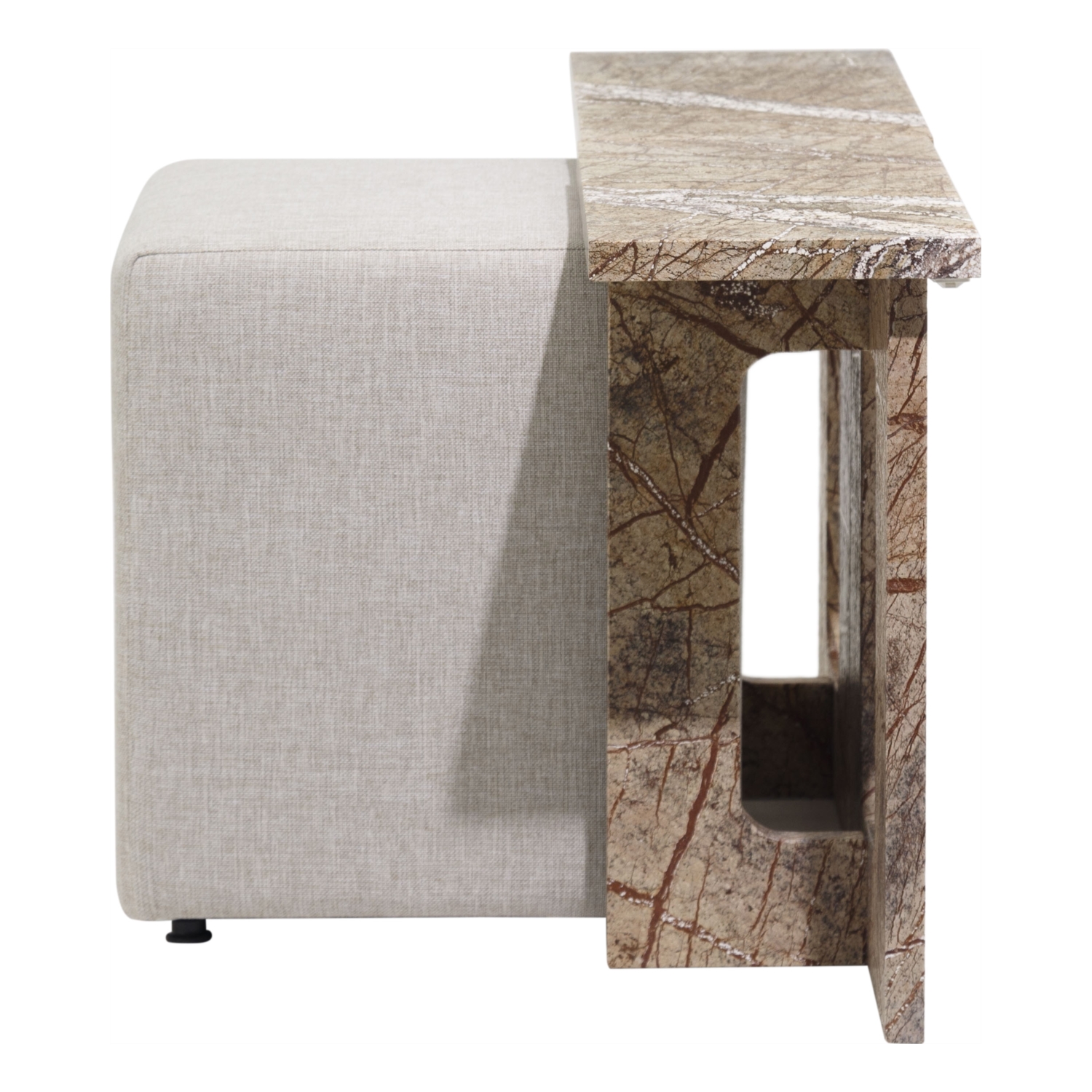 BROWN 2LI MINI ALL MARBLE  & 1 PUF ÖZEL ÜRT. SEHPA