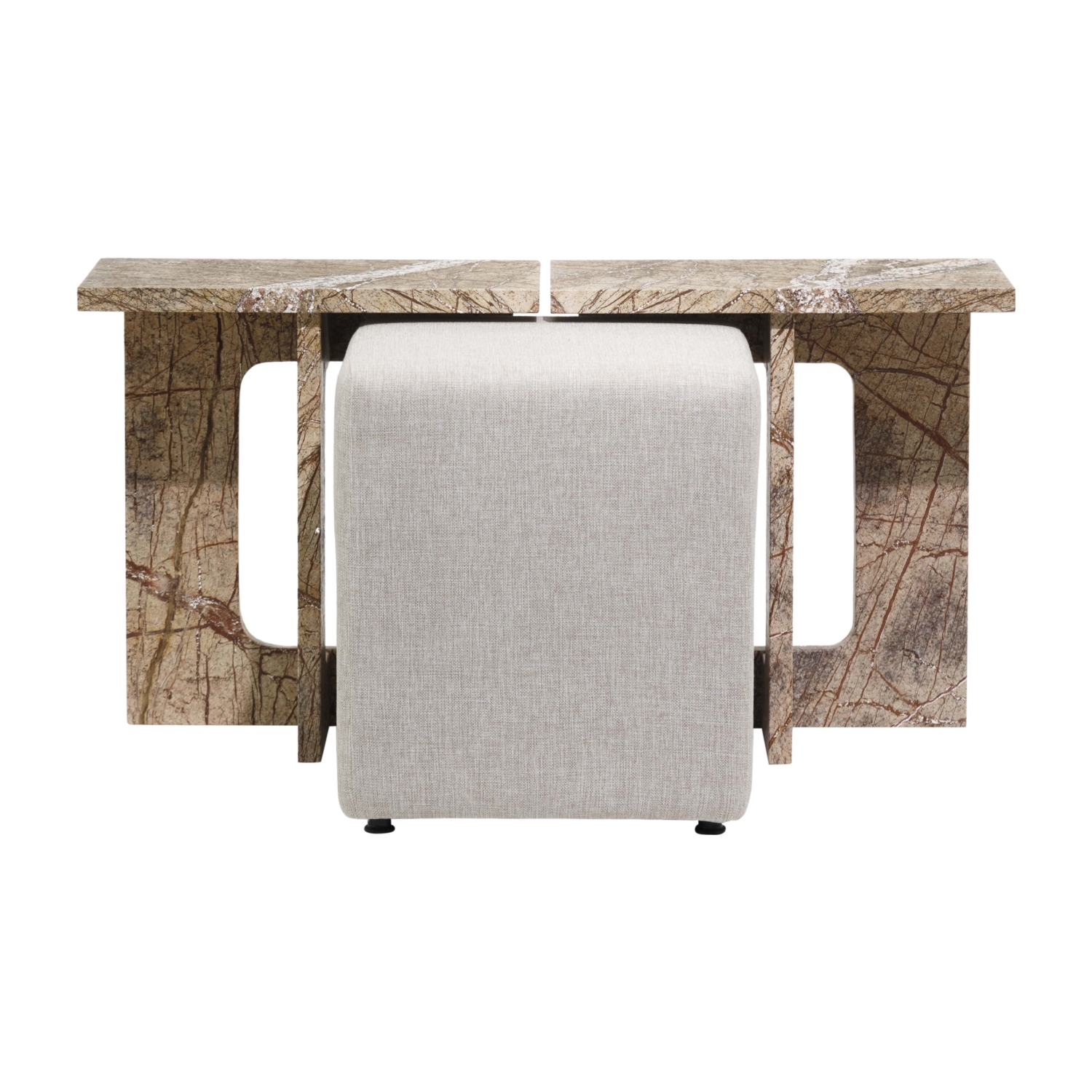 BROWN 2LI MINI ALL MARBLE  & 1 PUF ÖZEL ÜRT. SEHPA