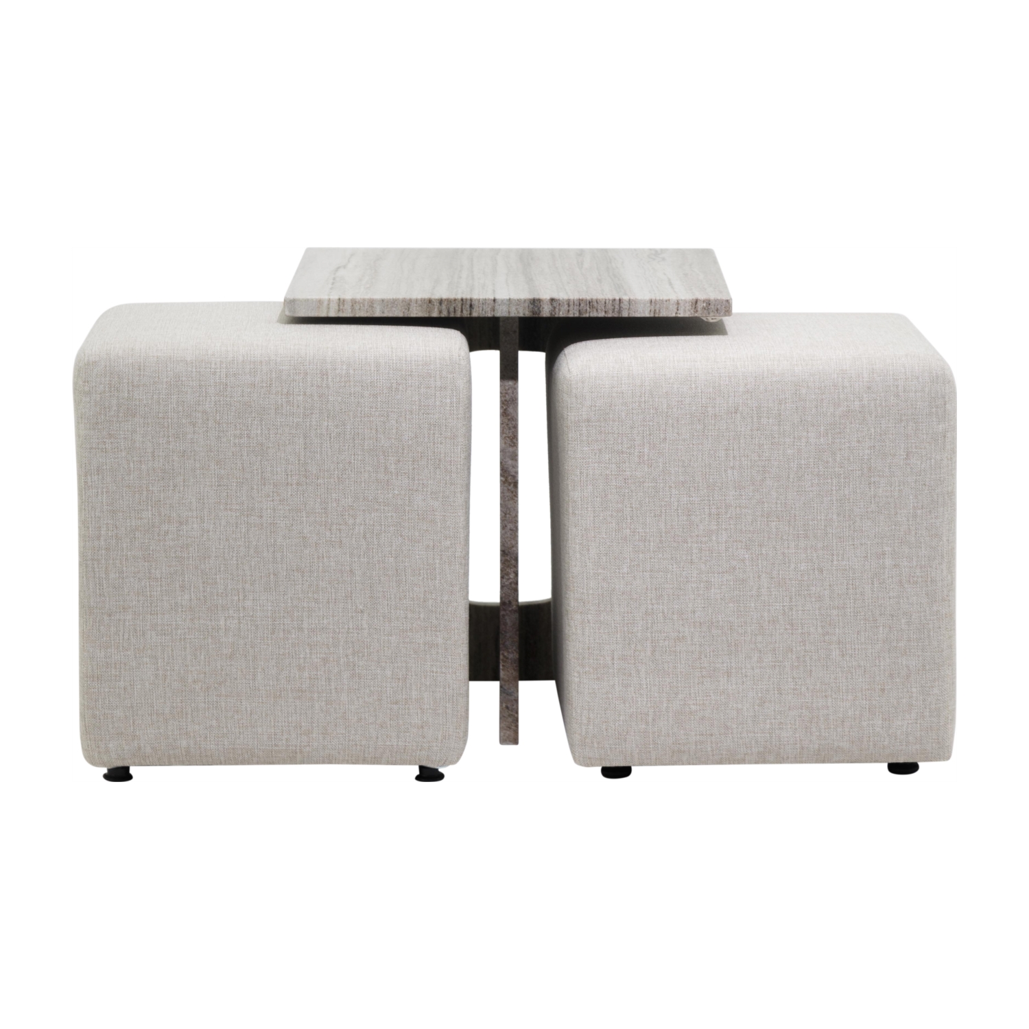 POLISSANDRO 3 AYAKLı ALL MARBLE & 2 PUF SEHPA