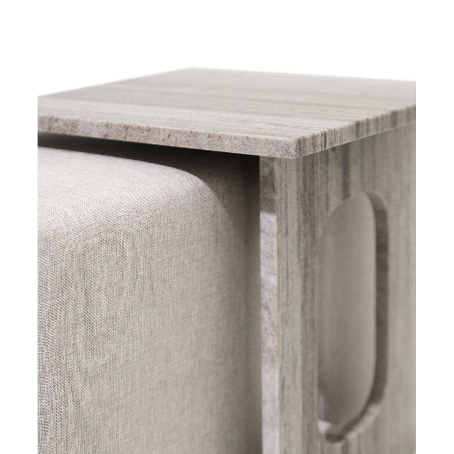 POLISSANDRO 3 AYAKLı ALL MARBLE & 2 PUF SEHPA