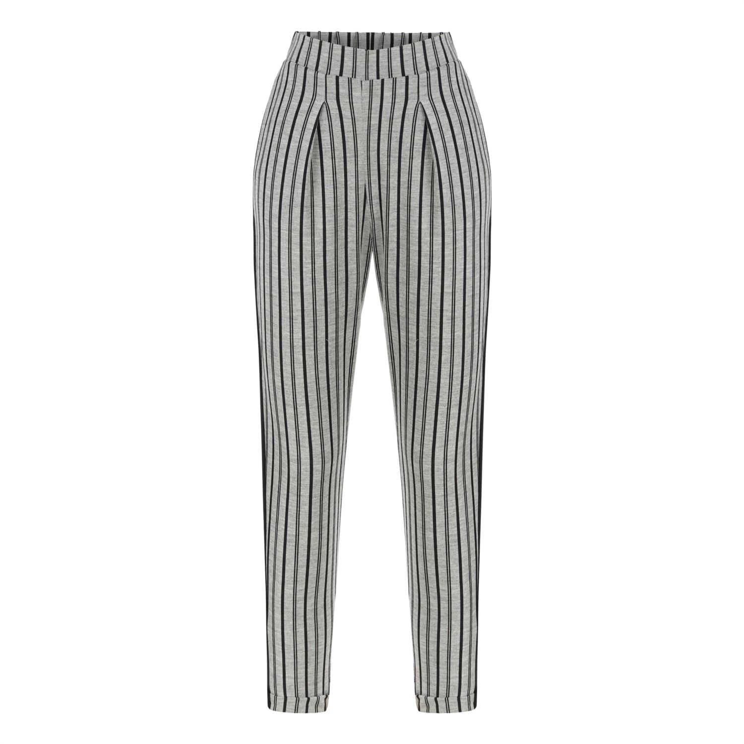 BELİ LASTİKLİ ÇİZGİLİ HAVUÇ KESİM PANTOLON