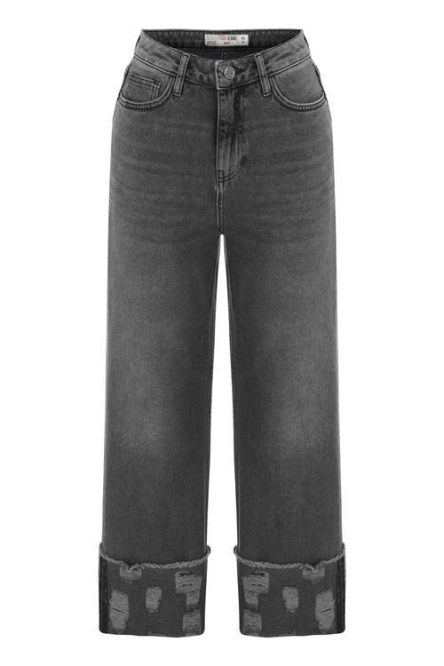  PAÇASI KATLAMA DETAYLI RAHAT KESİM JEAN PANTOLON