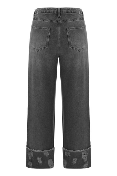  PAÇASI KATLAMA DETAYLI RAHAT KESİM JEAN PANTOLON