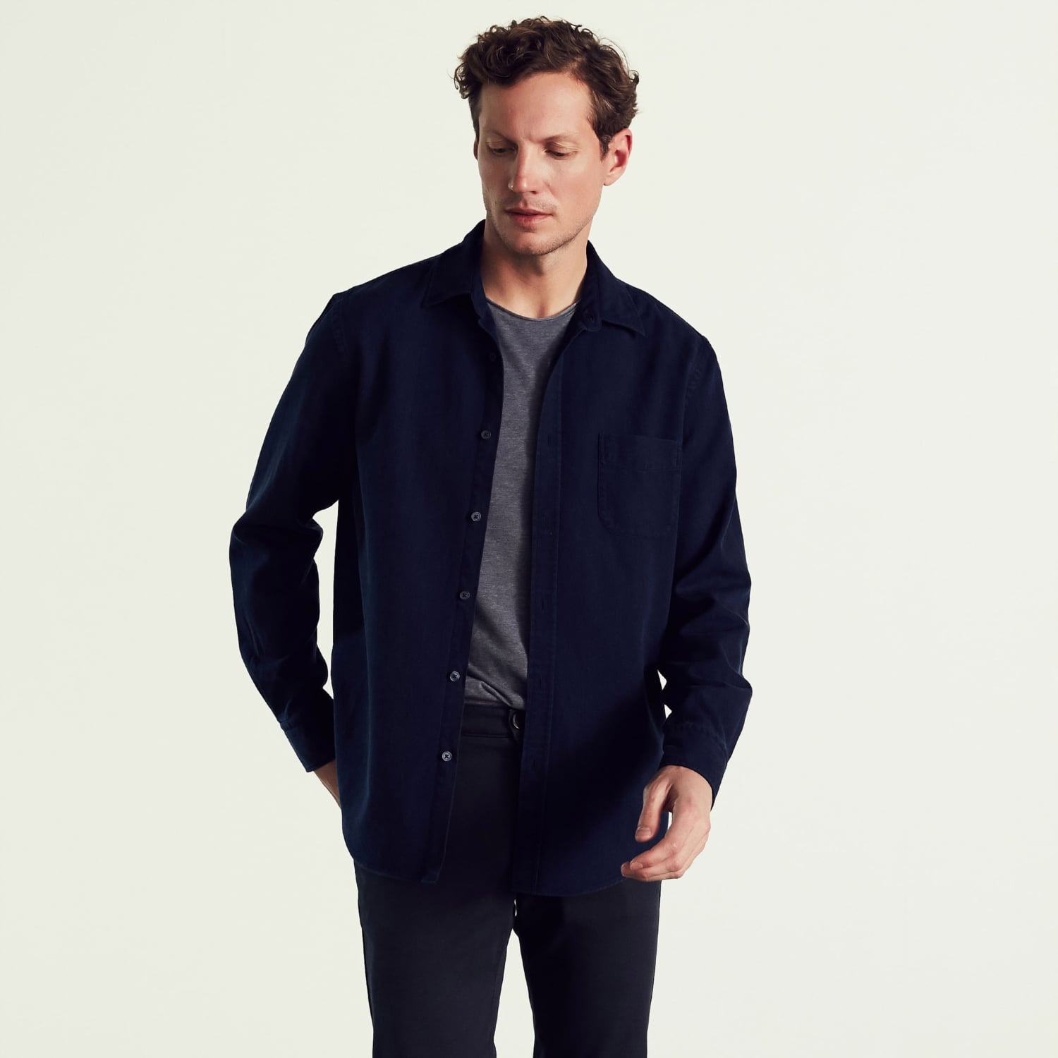 REGULAR FITTENSEL INDIGO GÖMLEK