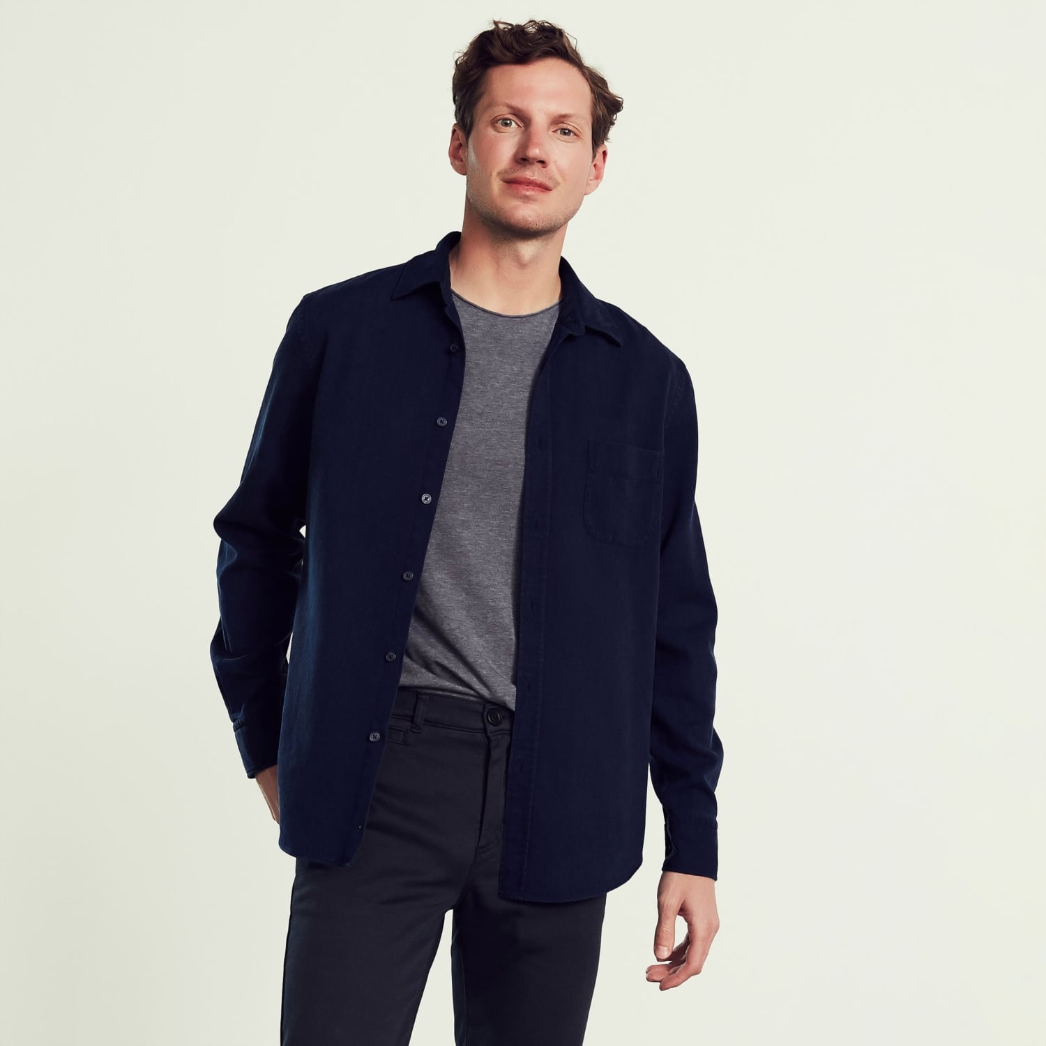 REGULAR FITTENSEL INDIGO GÖMLEK