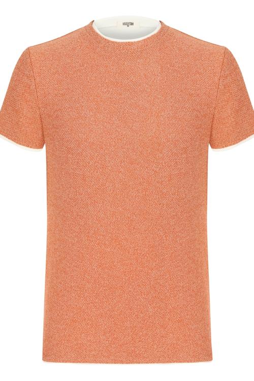  BİSİKLET YAKA ÇİFT RENKLİ KISA KOLLU KAZAK