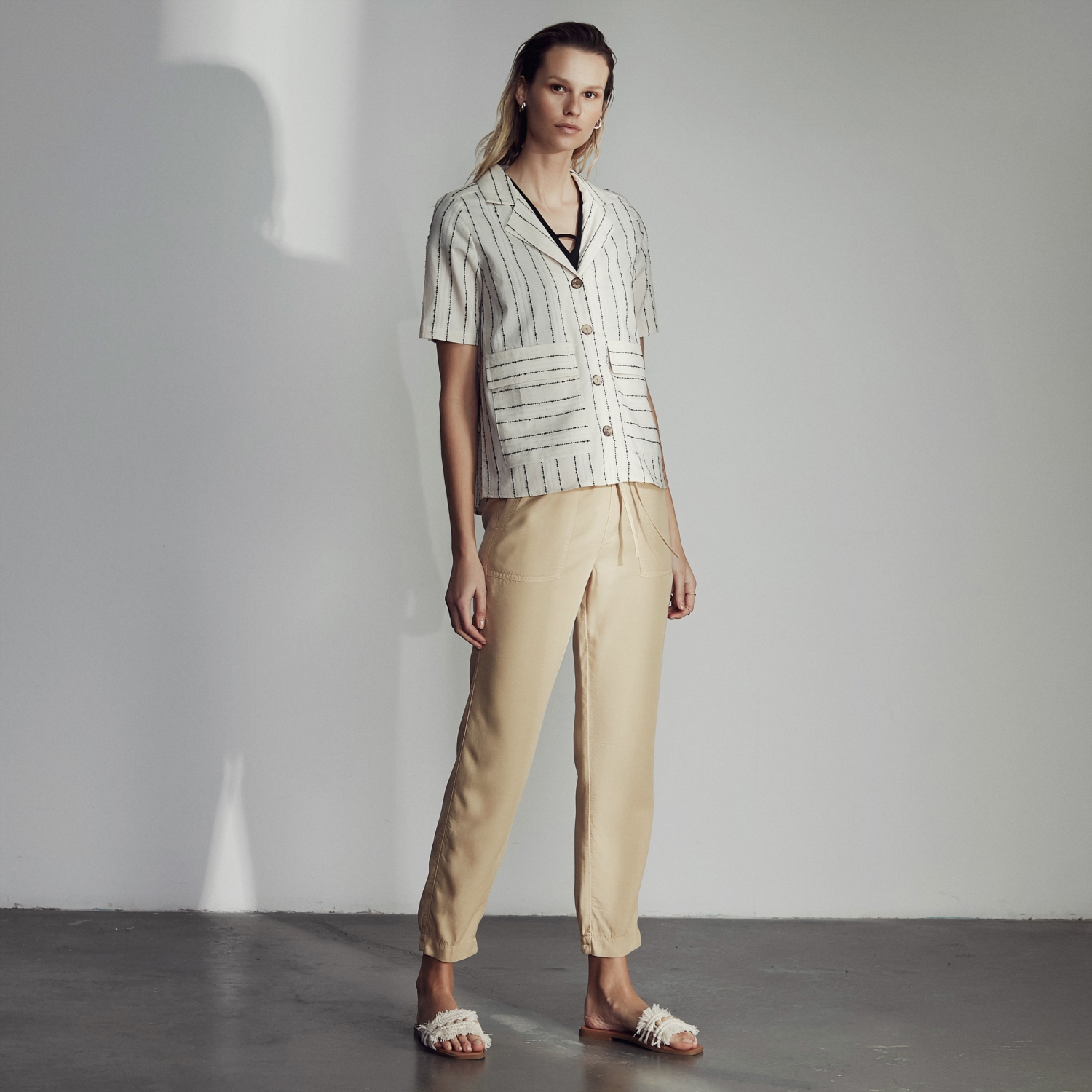 ÇİZGİLİ PAMUK - KETEN GÖMLEK