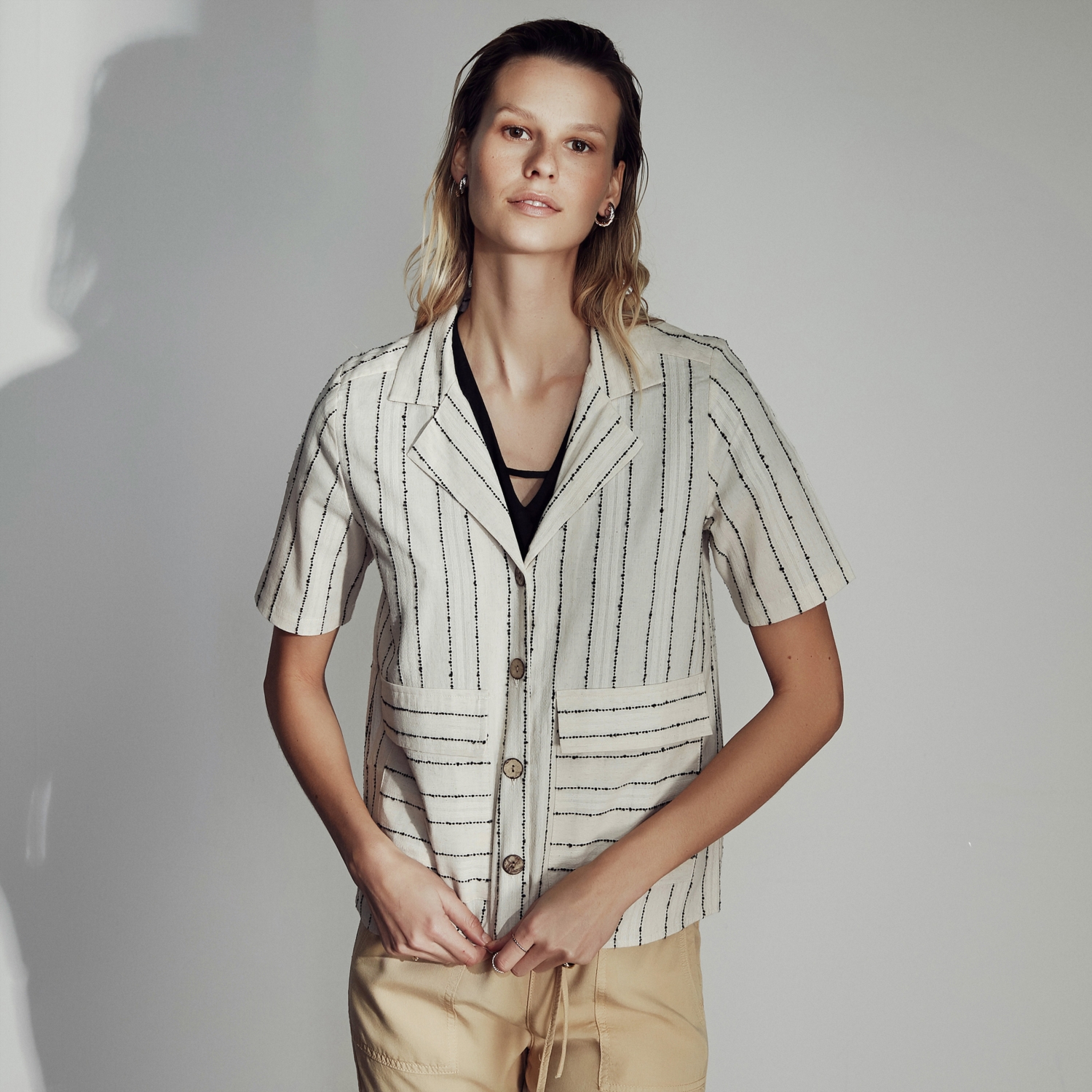 ÇİZGİLİ PAMUK - KETEN GÖMLEK