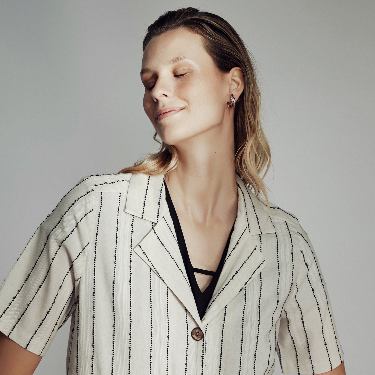 ÇİZGİLİ PAMUK - KETEN GÖMLEK