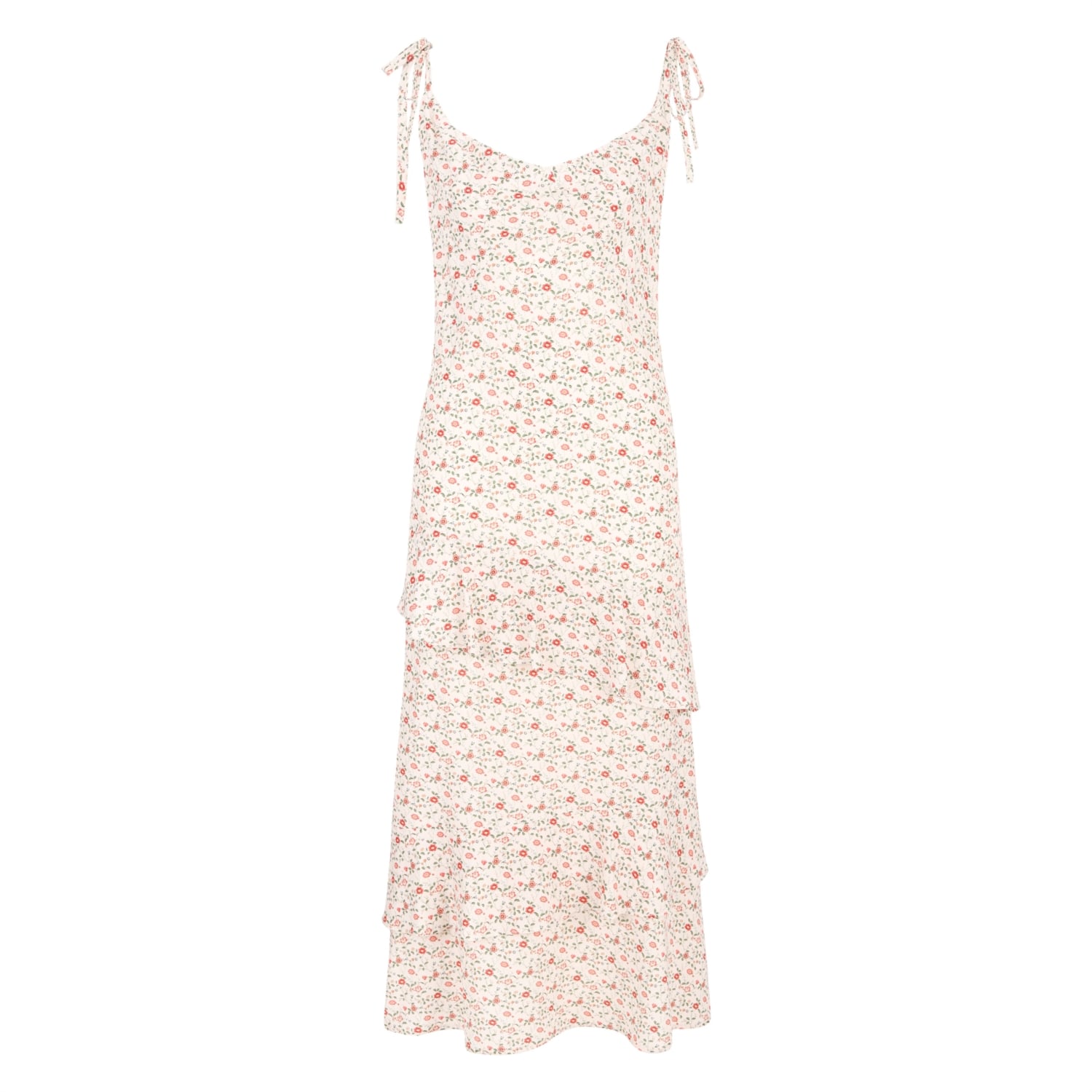 ASİMETRİK KESİM ÇİÇEKLİ MİDİ ELBİSE