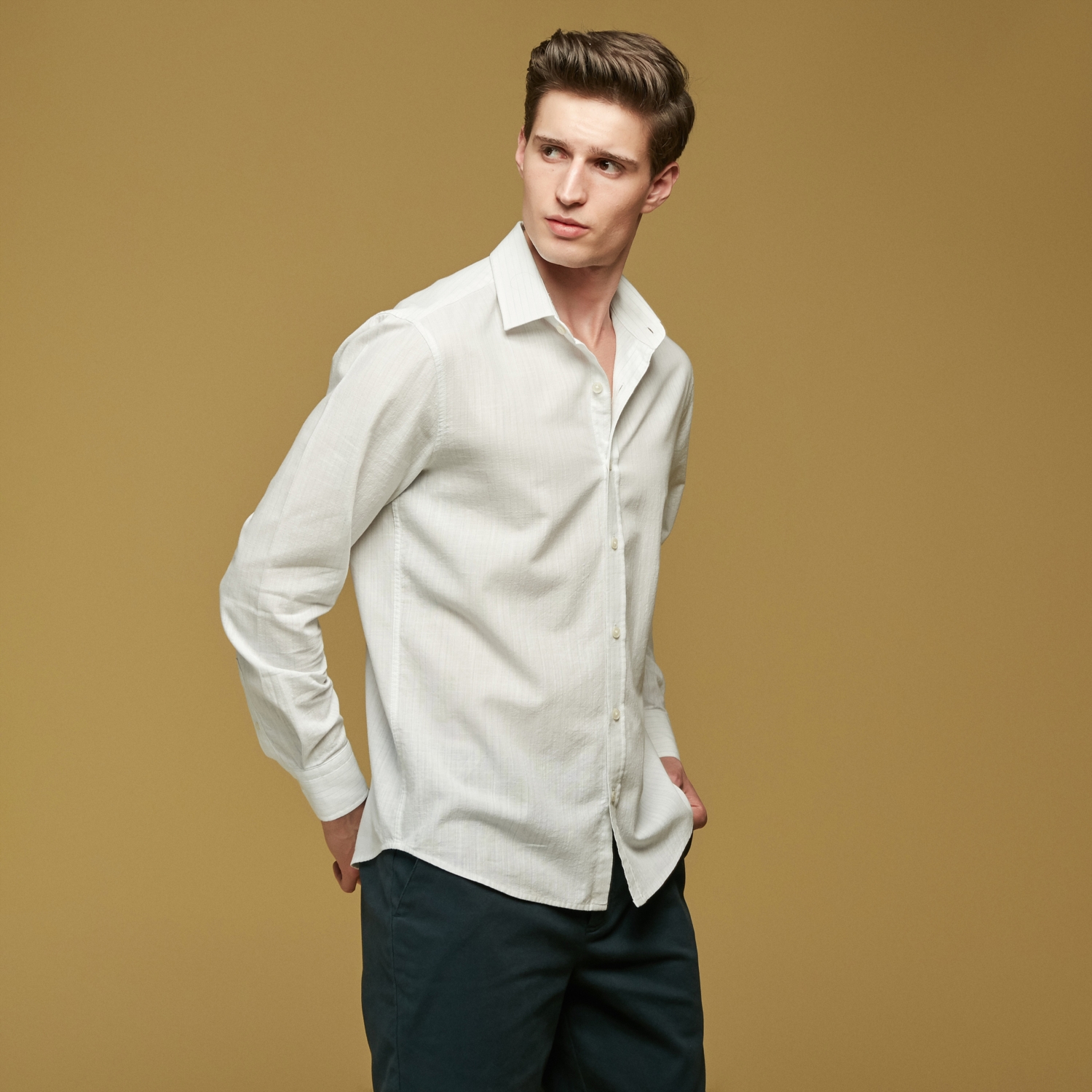 REGULAR FIT ÇİZGİLİ PAMUK GÖMLEK