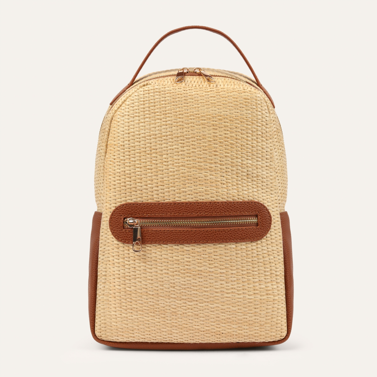 HASIR VE DERİ GÖRÜNÜMLÜ SIRT ÇANTASI