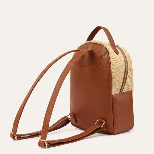  HASIR VE DERİ GÖRÜNÜMLÜ SIRT ÇANTASI