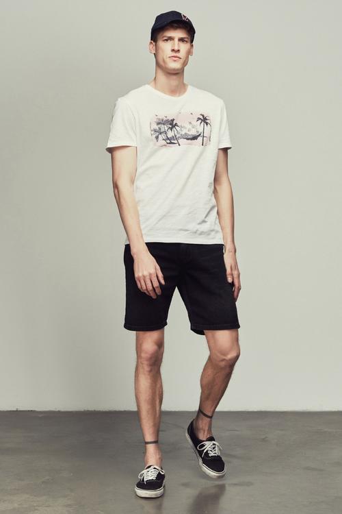  BİSİKLET YAKA BASKILI PAMUK T-SHIRT