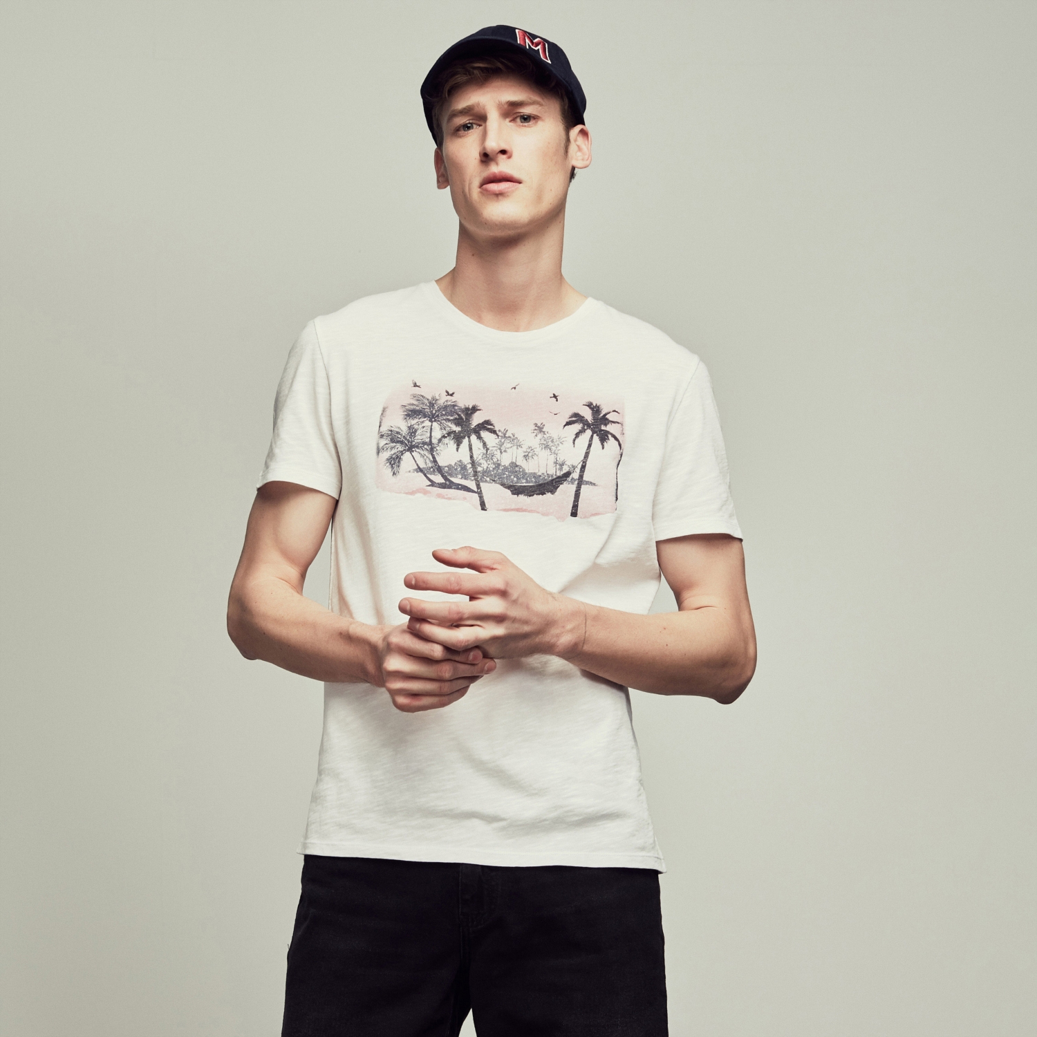 BİSİKLET YAKA BASKILI PAMUK T-SHIRT