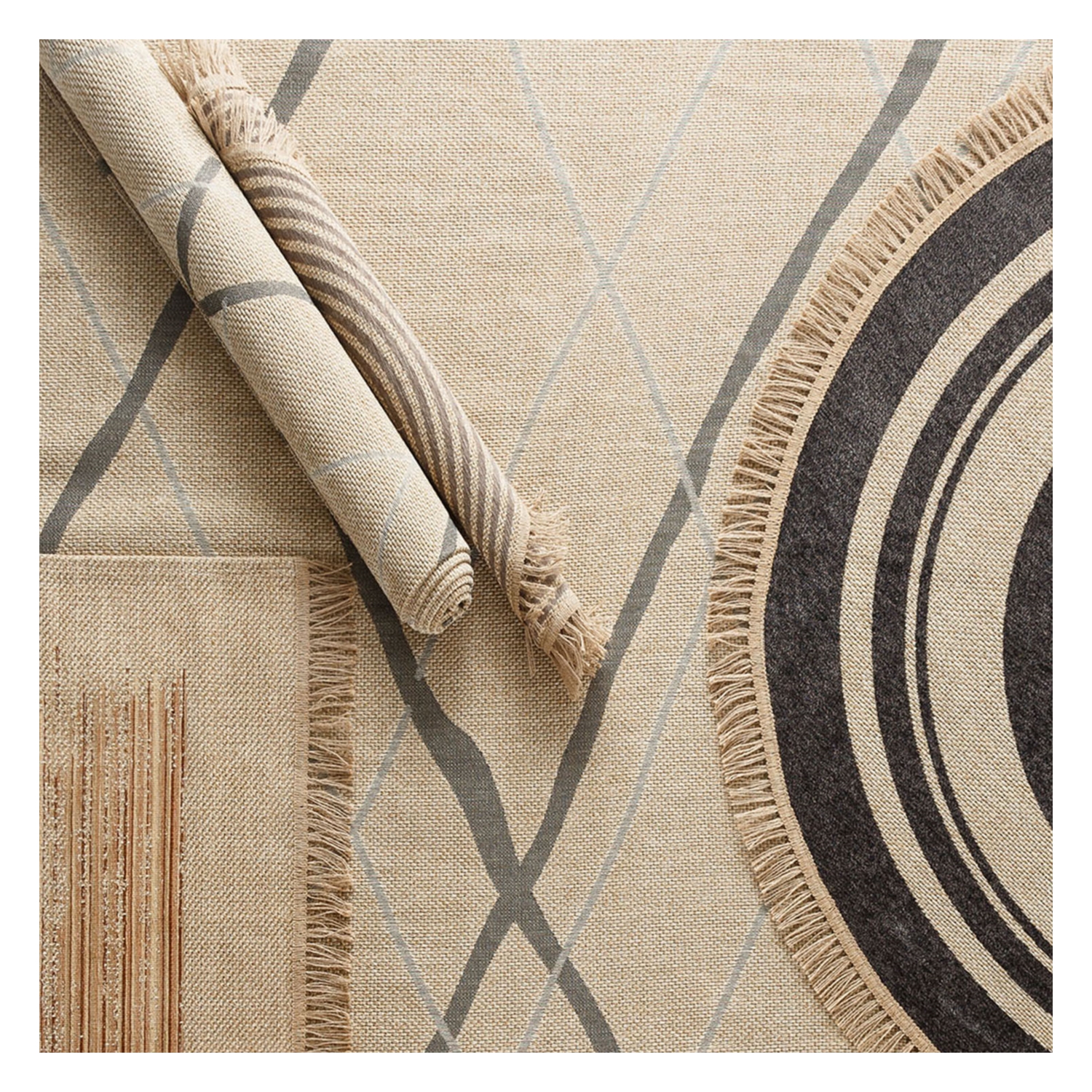 KATERINI HALI BEJ GRİ RENK ÇİZGİLİ 160X230CM