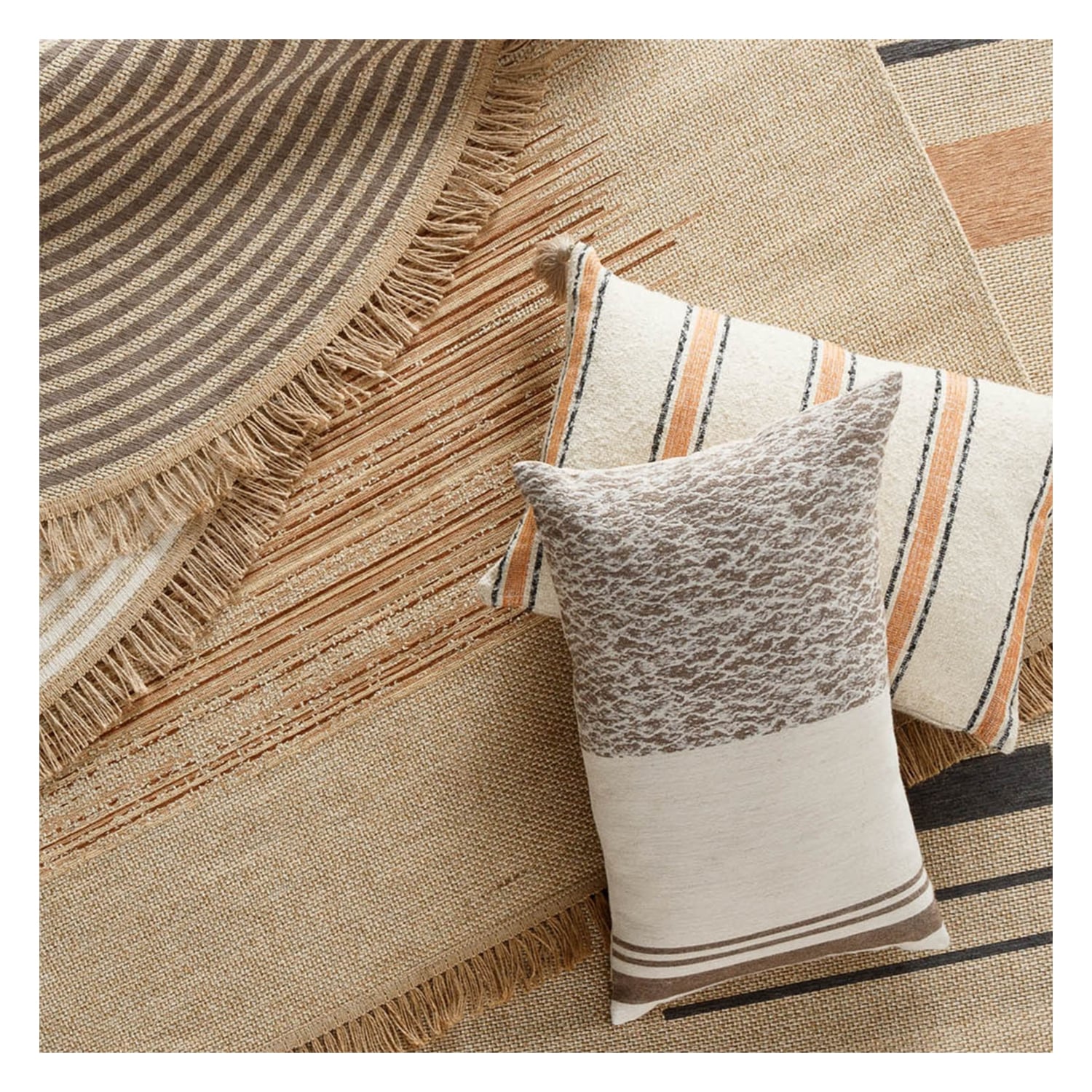 KATERINI HALI BEJ KİREMİT RENK ÇİZGİLİ 160X230CM