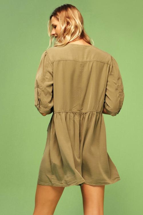  CEPLİ RAHAT KESİM UZUN KOLLU MİNİ ELBİSE