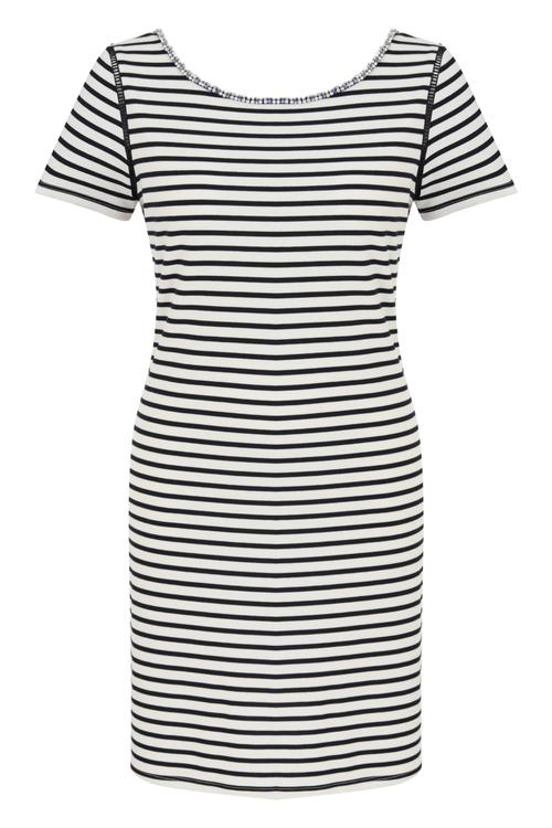  BONCUKLU ÇİZGİLİ MİNİ ELBİSE