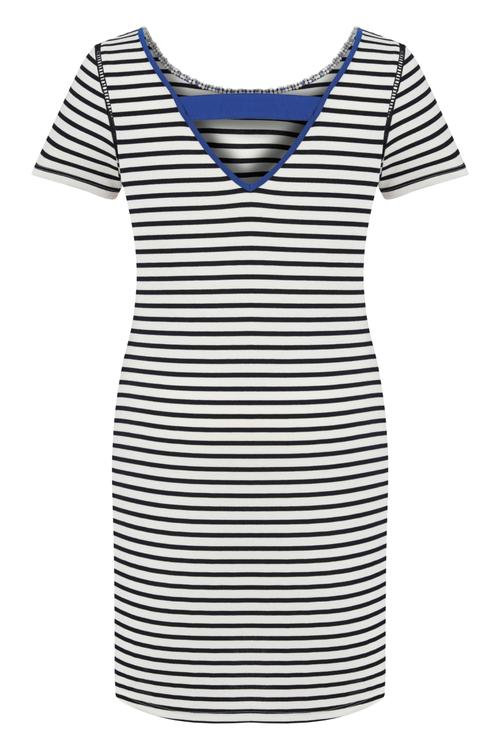  BONCUKLU ÇİZGİLİ MİNİ ELBİSE