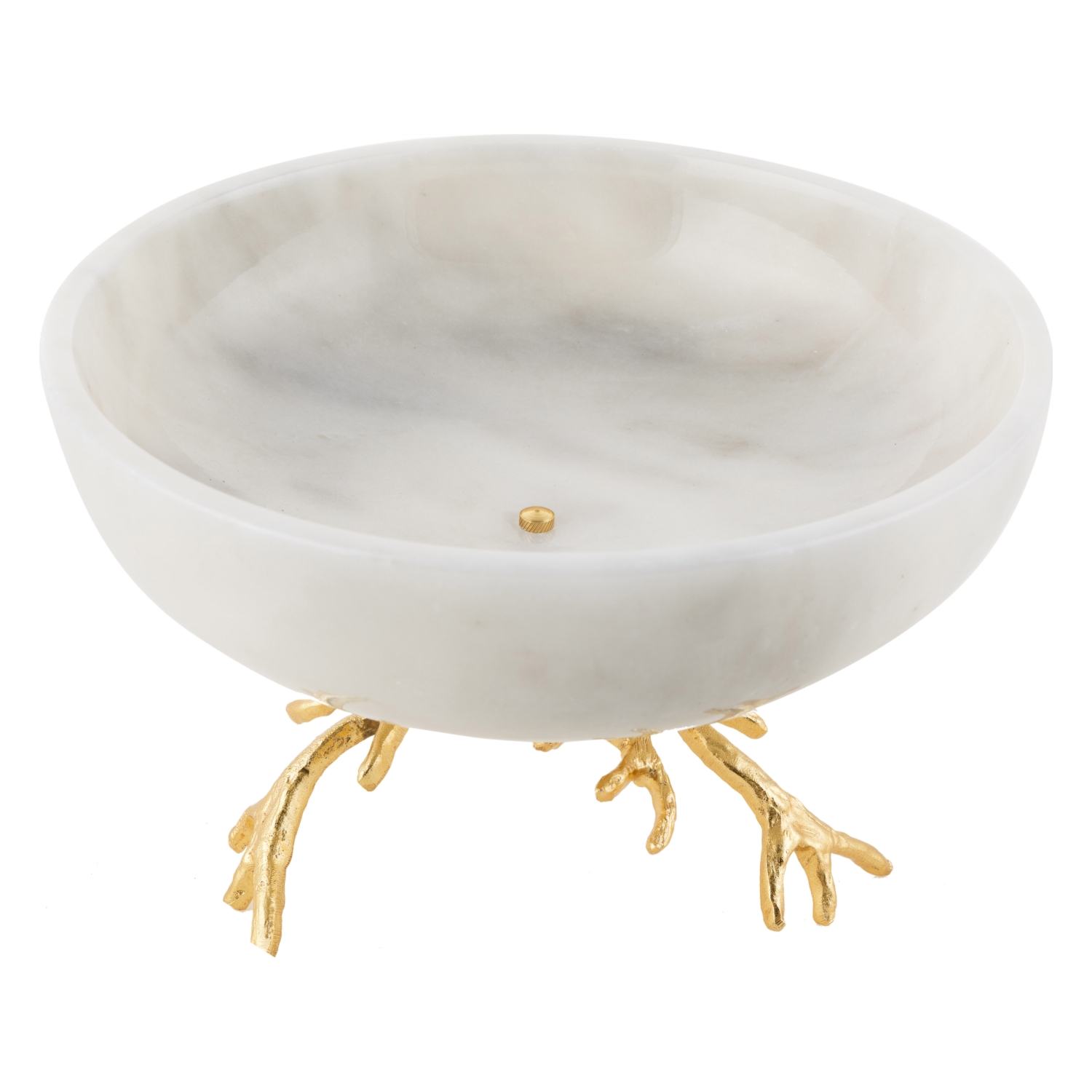 BOYNUZ AYAKLI DEKORATİF KASE BEYAZ 25X6CM