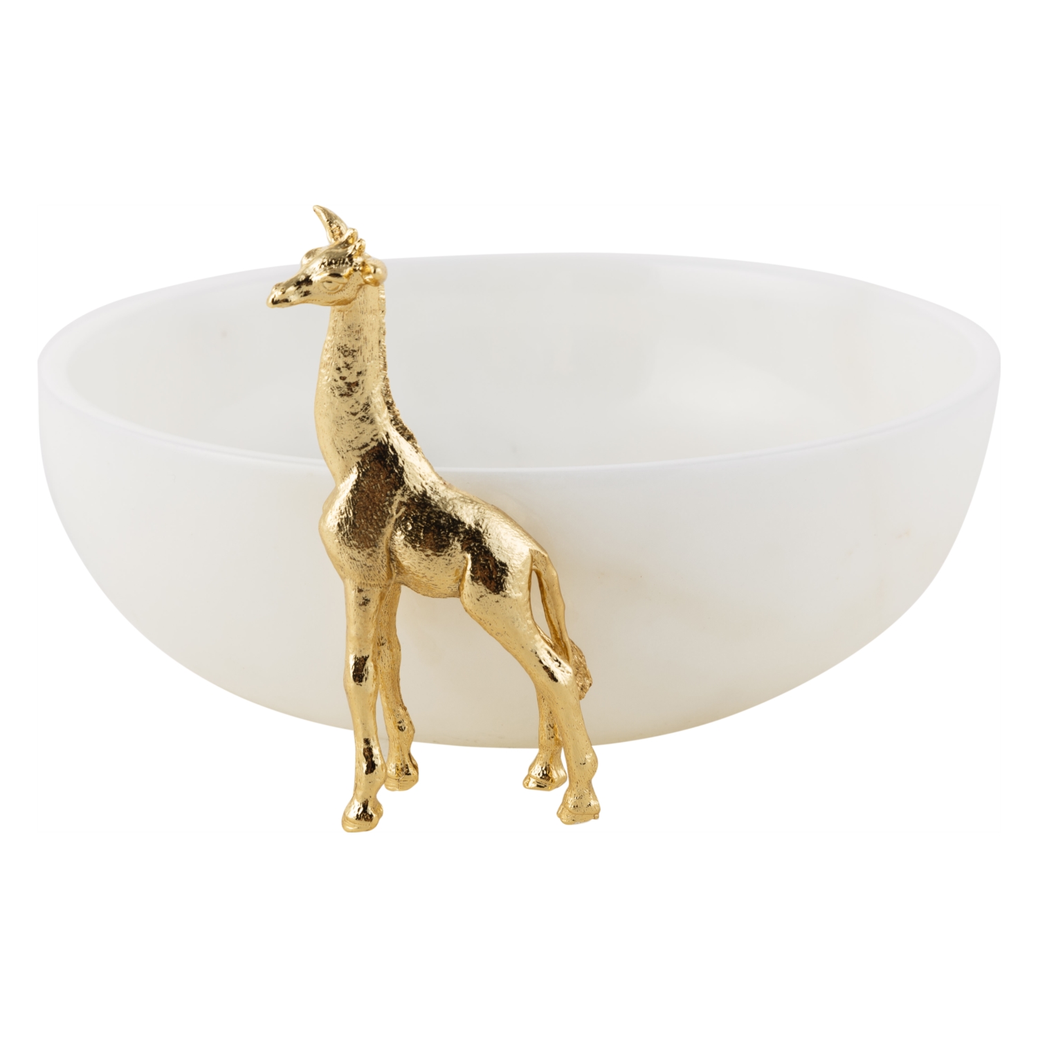 ZÜRAFA OBJELİ DEKORATİF KASE BEYAZ 26X7CM