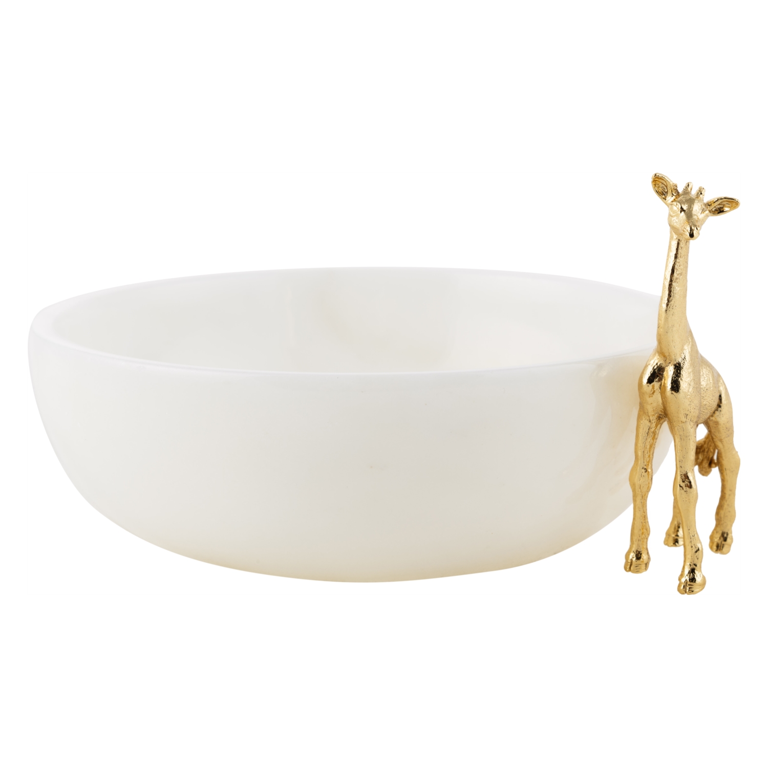 ZÜRAFA OBJELİ DEKORATİF KASE BEYAZ 26X7CM