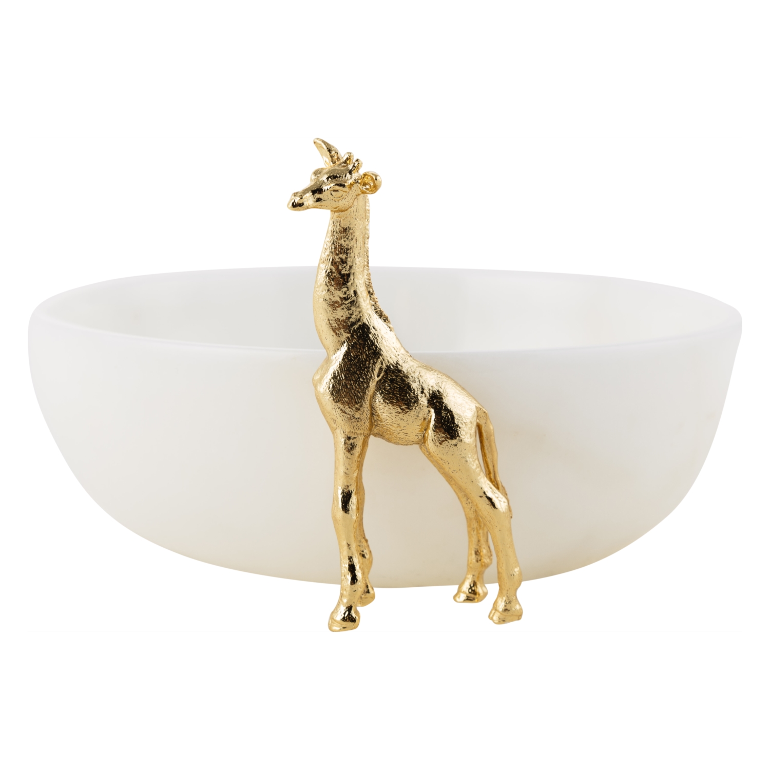 ZÜRAFA OBJELİ DEKORATİF KASE BEYAZ 26X7CM