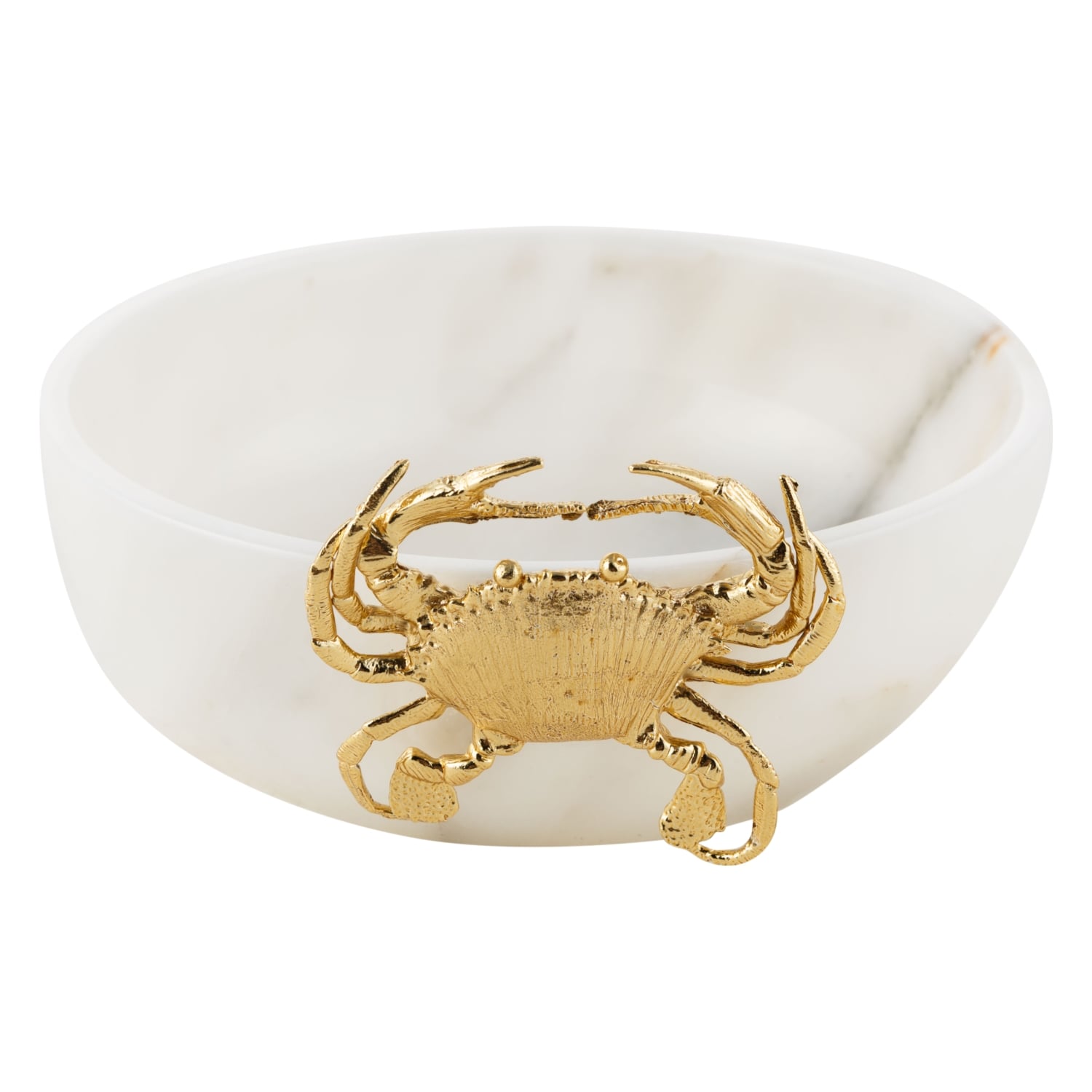 YENGEÇ OBJELİ DEKORATİF KASE BEYAZ 20X7CM