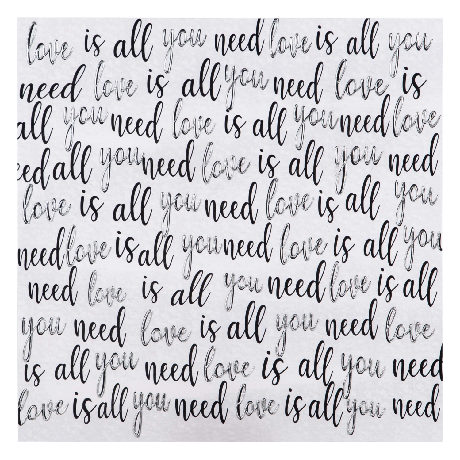 LOVE IS ALL YOU NEED DOKULU KANVAS TABLO 80x80 CM
