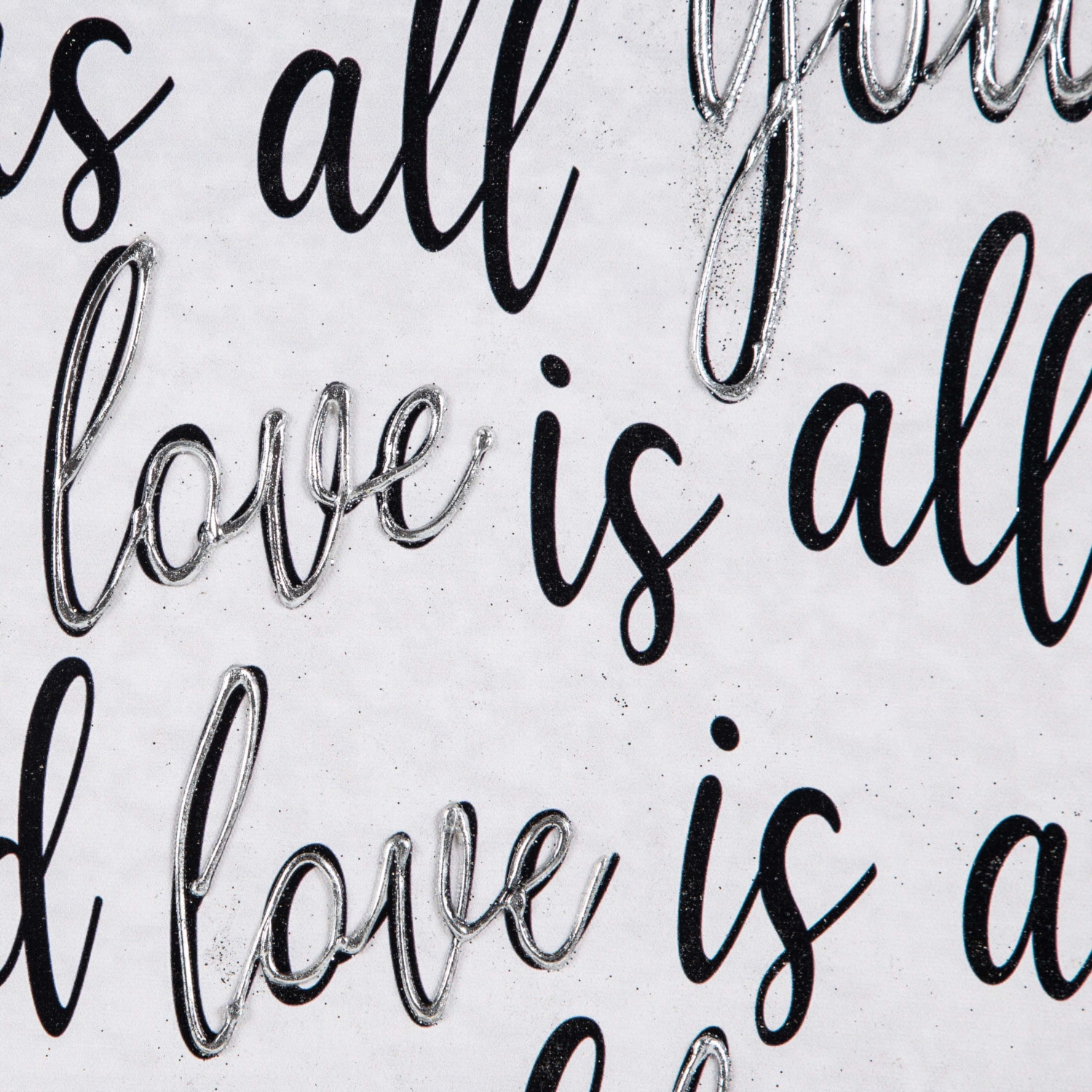 LOVE IS ALL YOU NEED DOKULU KANVAS TABLO 80x80 CM