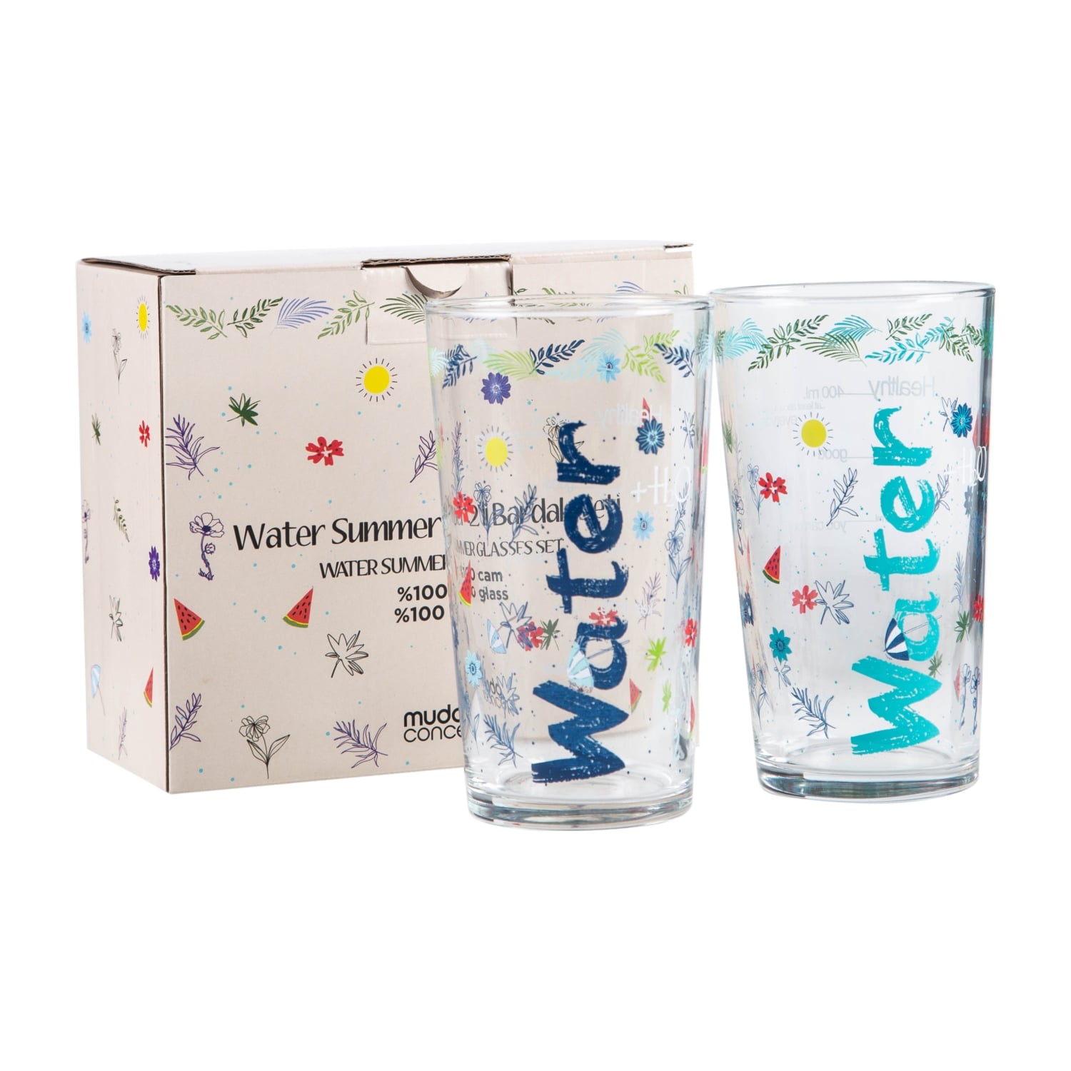 WATER BARDAK 570 ML 2Lİ SET SUMMER EDITION