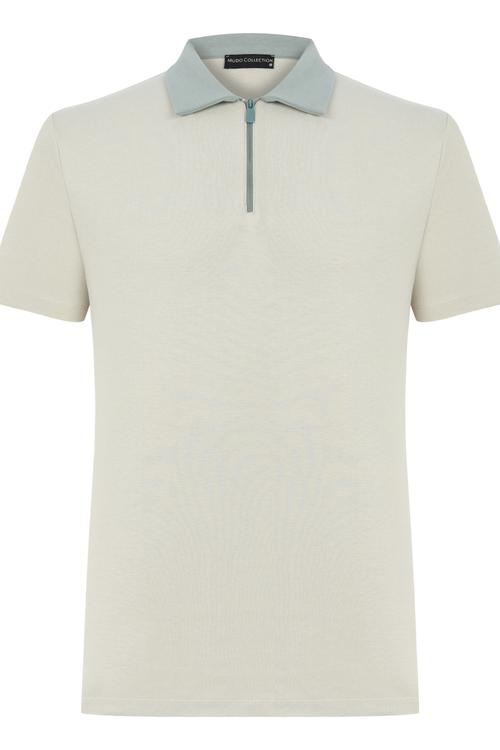  POLO YAKA FERMUAR DETAYLI PAMUK T-SHIRT