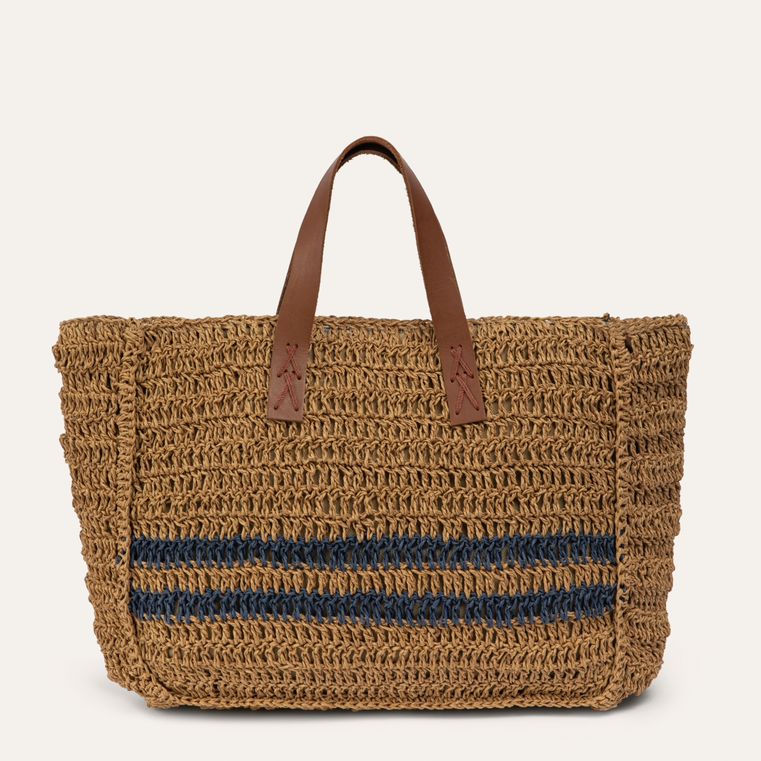 ÇİZGİ DETAYLI HASIR ÇANTA