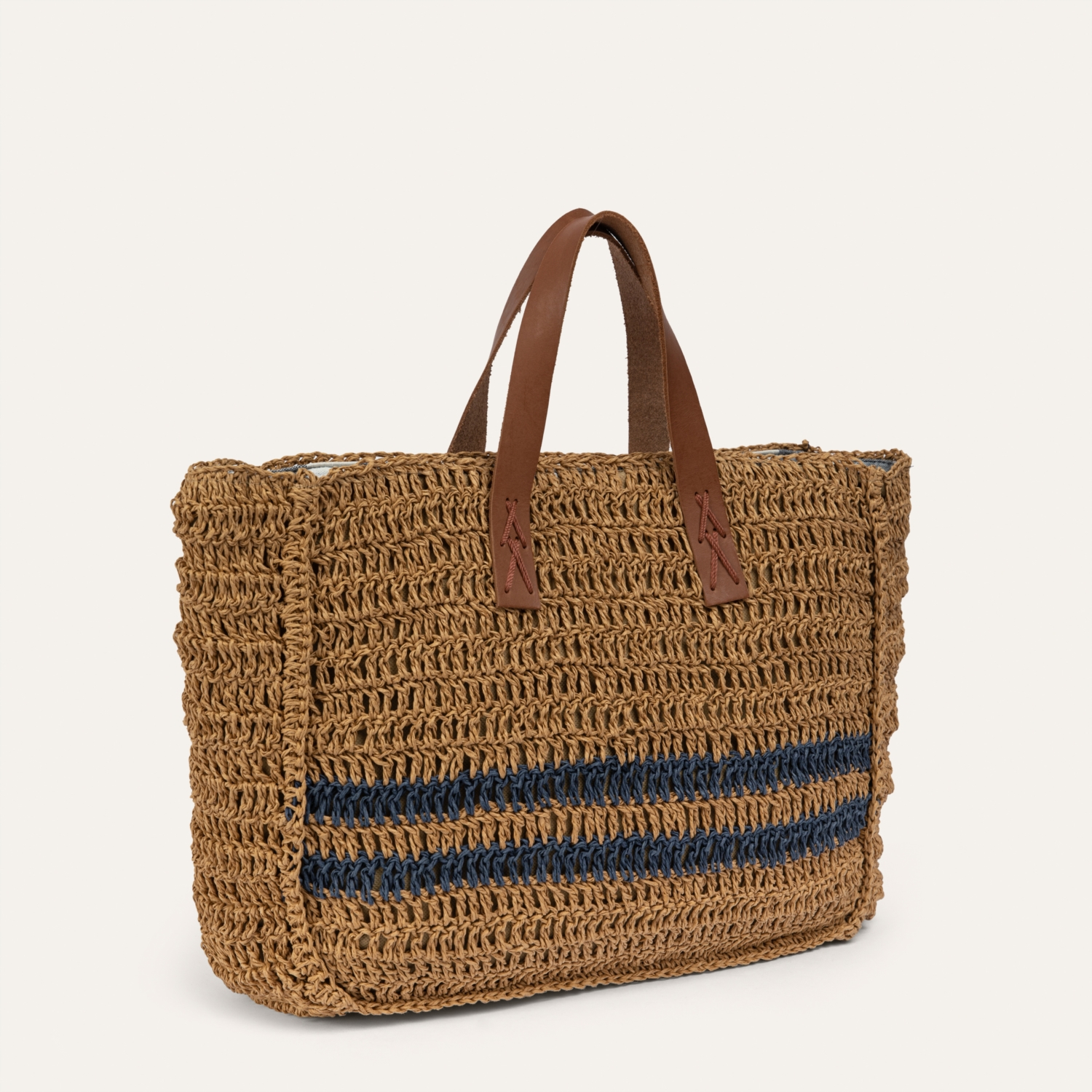 ÇİZGİ DETAYLI HASIR ÇANTA