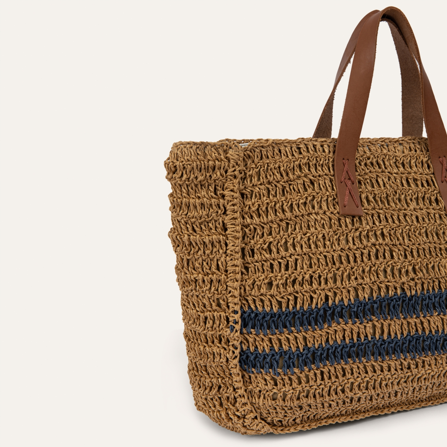 ÇİZGİ DETAYLI HASIR ÇANTA