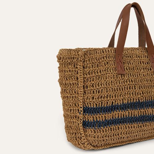  ÇİZGİ DETAYLI HASIR ÇANTA