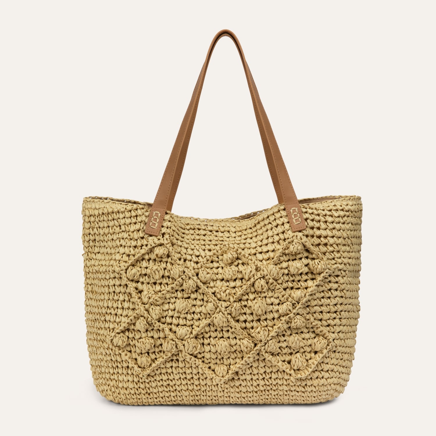 ÖRGÜ DETAYLI HASIR ÇANTA