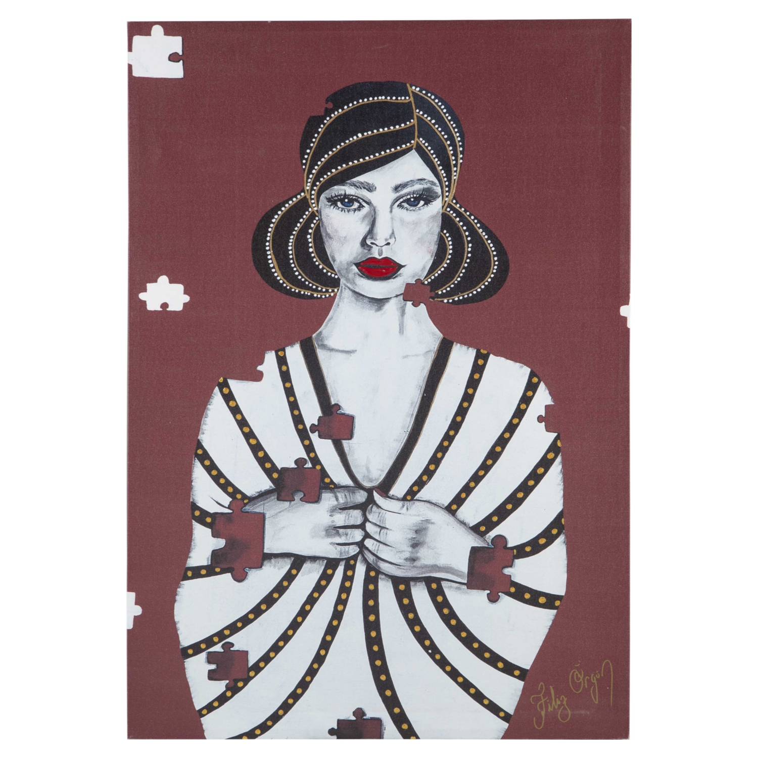 PUZZLE WOMAN YAĞLI BOYA TABLO 70X100 CM