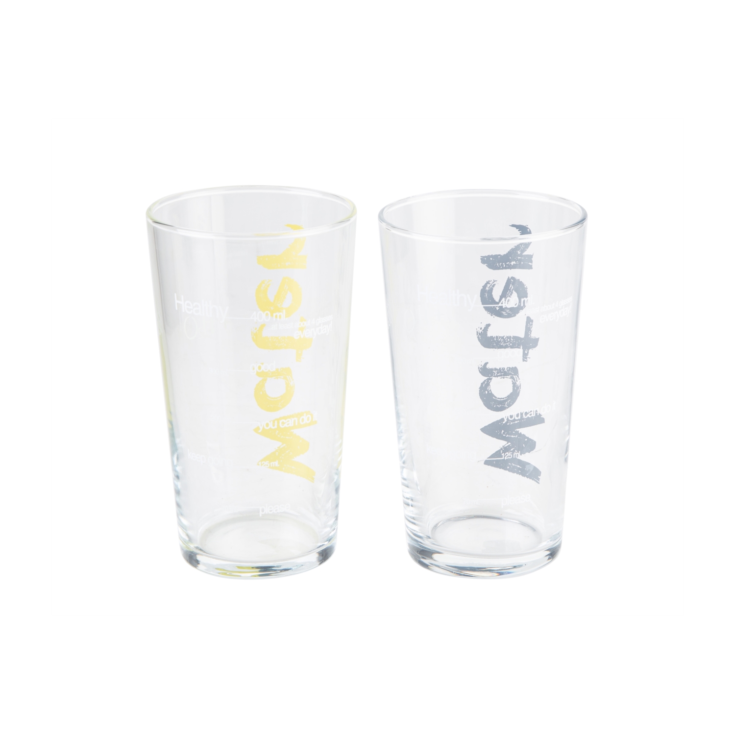 WATER BARDAK 570 ML 2'Lİ SET -  SARI &GRİ